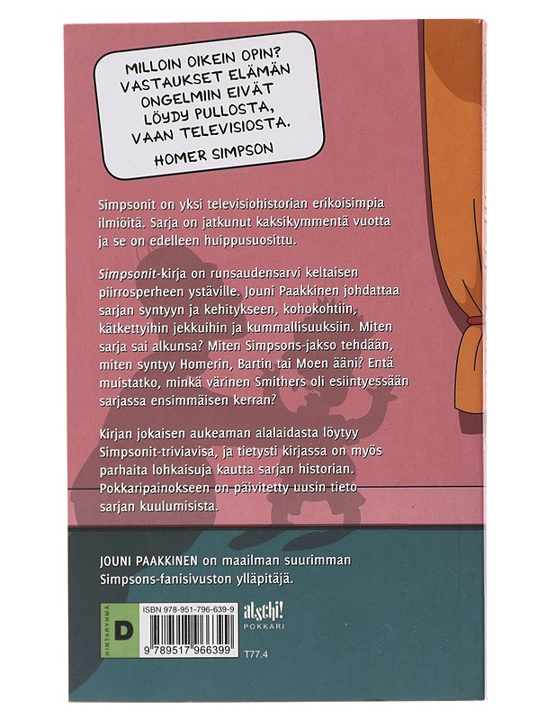 Simpsonit : keltaisen perheen kaksi vuosikymmentä - Jouni Paakkinen - Historiakirjat - 10105485300 - 1