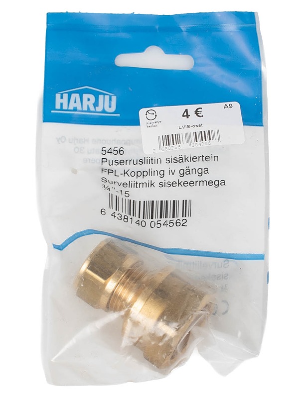 HARJU 5456 puserrusliitin sisäkiertein - Rakennustarvikkeet - 10105485419 - 0