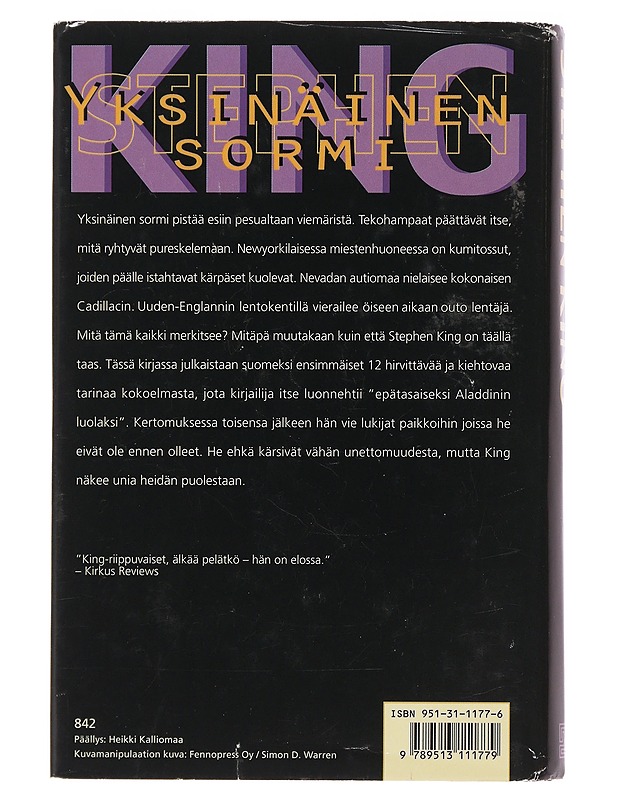 Painajaisia ja unikuvia. 1. Yksinäinen sormi - King, Stephen - Romaanit ja novellit - 10105485556 - 1