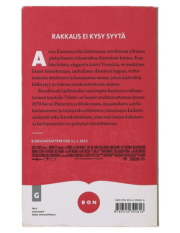 Anna Karenina - Tolstoi, Leo - Romaanit ja novellit - 10105485606 - 1
