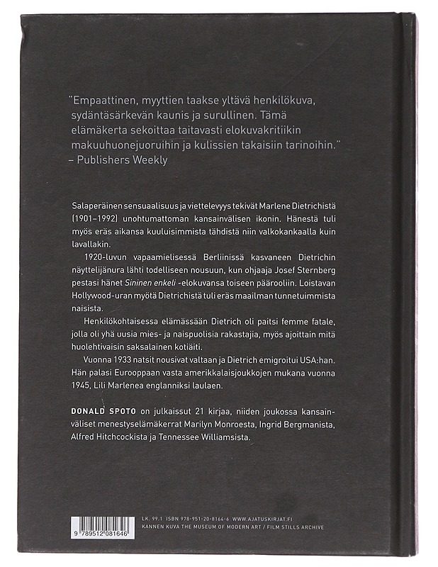 Sininen enkeli : Marlene Dietrich - Spoto, Donald - Historiakirjat - 10105485622 - 1