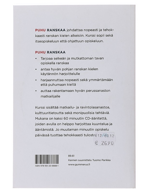 Puhu ranskaa : käytännön ranskan alkeiskurssi - Fournier, Isabelle - Tietokirjat ja oppaat - 10105486144 - 1