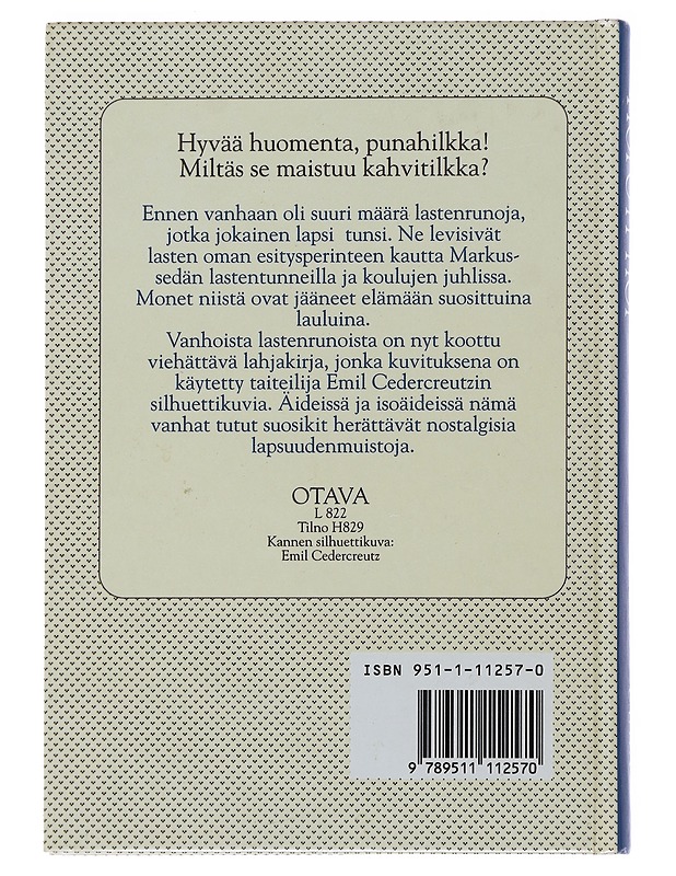 Hopoti hoi : lastenrunoja isoäidin ajoilta - Cedercreutz, Emil - Romaanit ja novellit - 10105486251 - 1