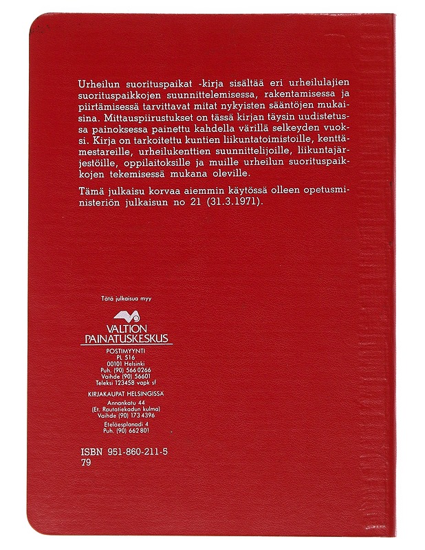 Opeturministeriön julkaisu no 21: Urheilun suorituspaikat - Pertti Kärpänen - Tietokirjat ja oppaat - 10105486770 - 1