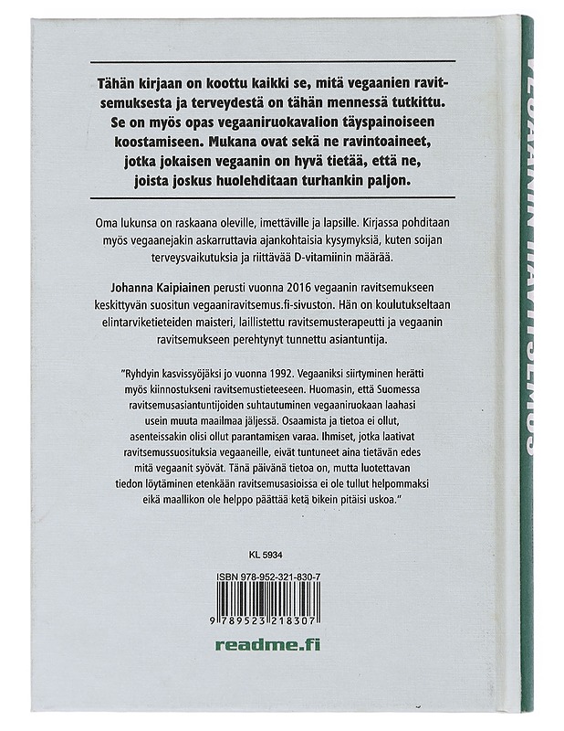 Vegaanin ravitsemus - Kaipiainen, Johanna - Tietokirjat ja oppaat - 10105486810 - 1