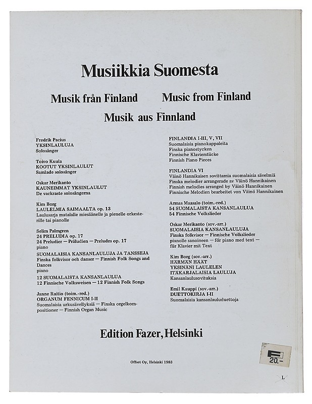 Finlandia V, Suomalaisia pianokappaleita - Musiikki- ja elokuvakirjat - 10105486902 - 1