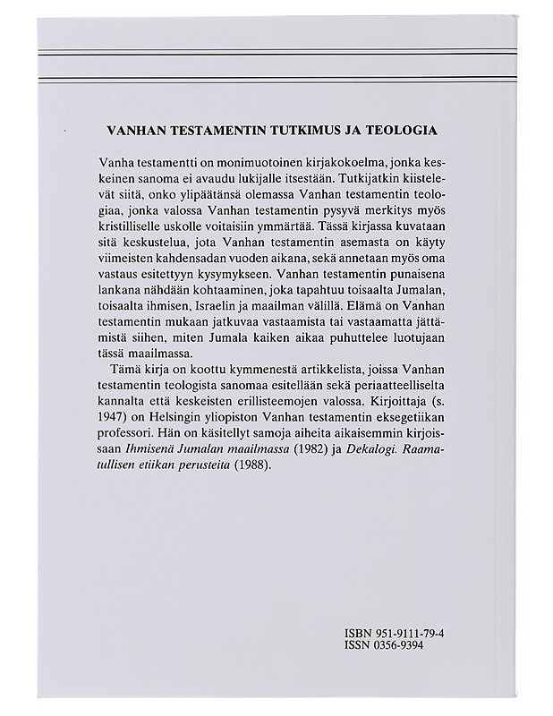 Vanhan testamentin tutkimus ja teologia - Timo Veijola - Harrastekirjat - 10105487344 - 1