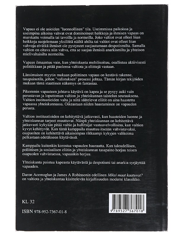 Kapea käytävä : valtiot, yhteiskunnat ja vapauden kohtalo - Acemoglu, Daron - Historiakirjat - 10105487895 - 1