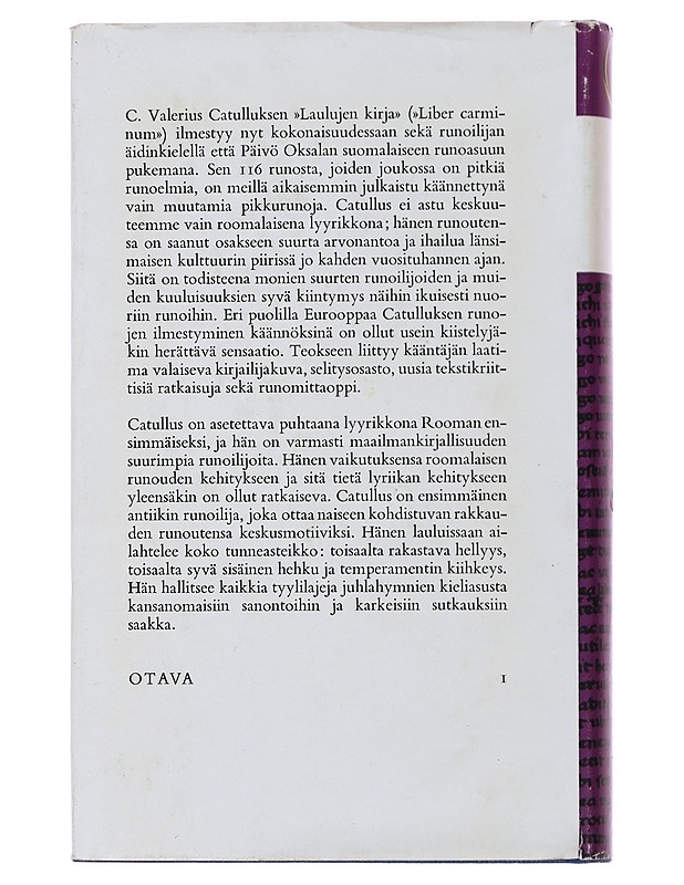 Liber Carminum = Laulujen kirja - Catullus, C. Valerius - Romaanit ja novellit - 10105488095 - 1