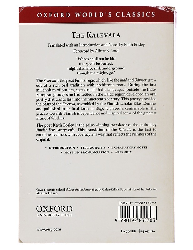Kalevala : an epic poem after oral tradition - Lönnrot, Elias - Romaanit ja novellit - 10105488093 - 1