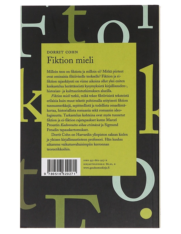 Fiktion mieli - Cohn, Dorrit - Historiakirjat - 10105488138 - 1