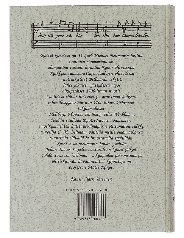 Bellman, lauluja ja epistoloita - Bellman, Carl Michael - Musiikki- ja elokuvakirjat - 10105488311 - 1