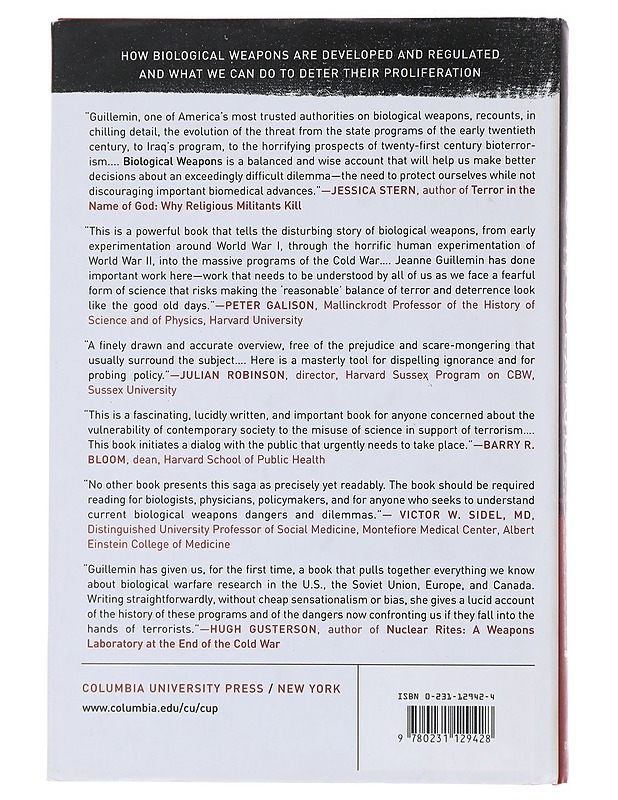 Biological Weapons - Jeanne Guillemin - Tietokirjat - 10105489037 - 1