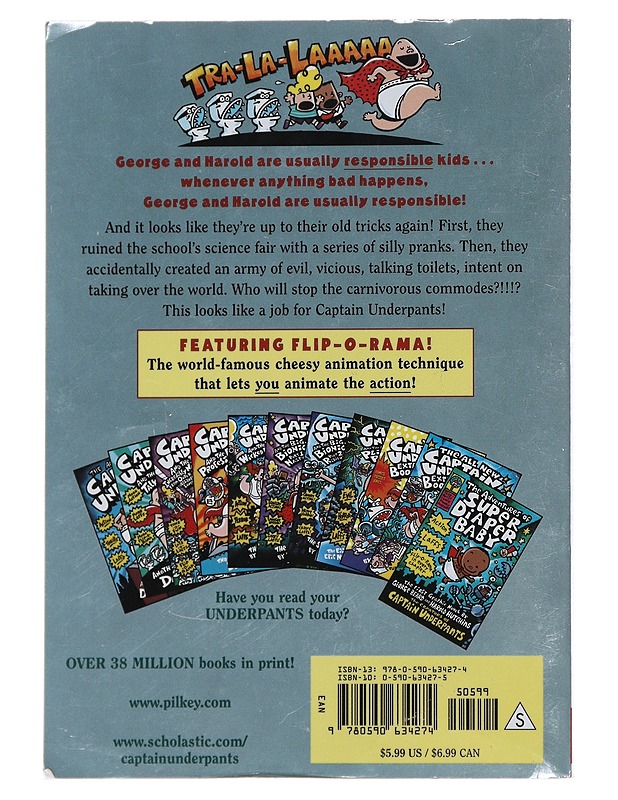 Captain Underpants and the attack of the talking toilets - Dav Pilkey - Romaanit ja novellit - 10105489138 - 1