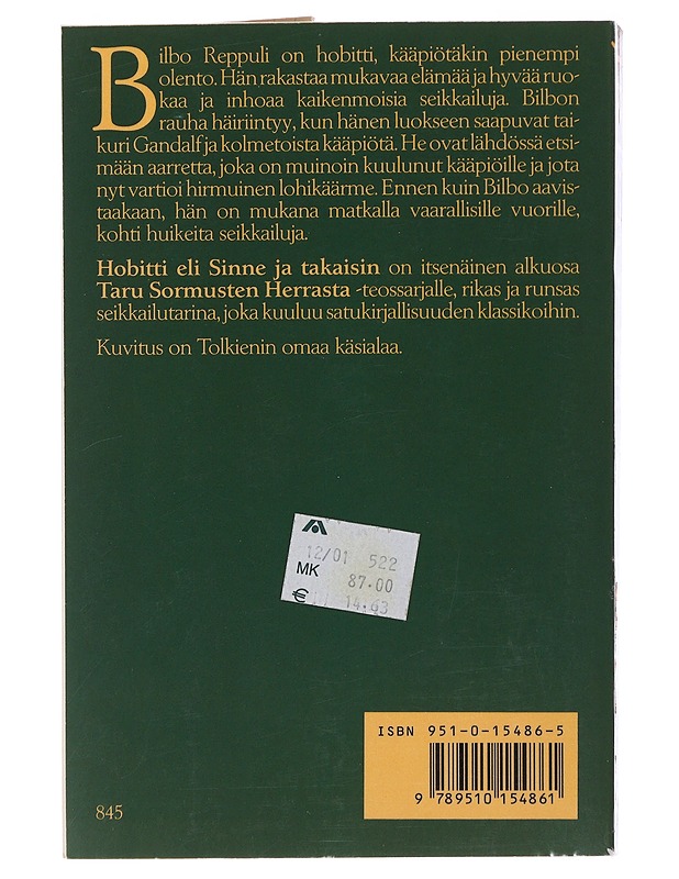Hobitti eli sinne ja takaisin - Tolkien, J. R. R. - Fantasia- ja scifi - 10105489413 - 1