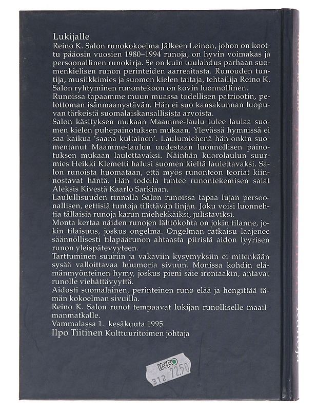 Jälkeen Leinon : Runoja - Reino K. Salo - Romaanit ja novellit - 10105489443 - 1