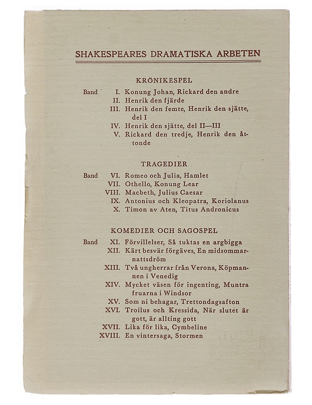 Shakespeares dramatiska arbeten : Komedier och sagospel - Karl August Hagberg - Runot ja näytelmät - 10105489883 - 1