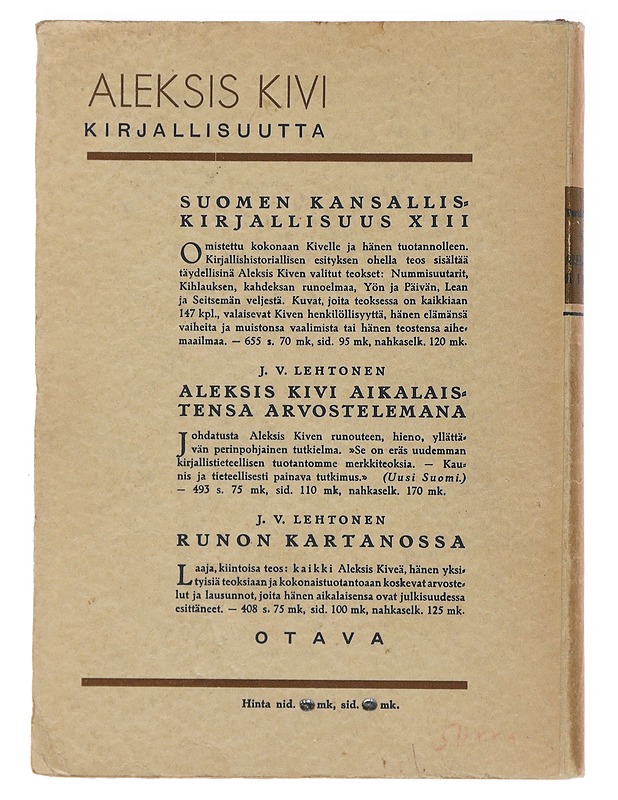 Aleksis Kivi - V. Tarkiainen - Elämäkerrat ja muistelmat - 10105489891 - 1