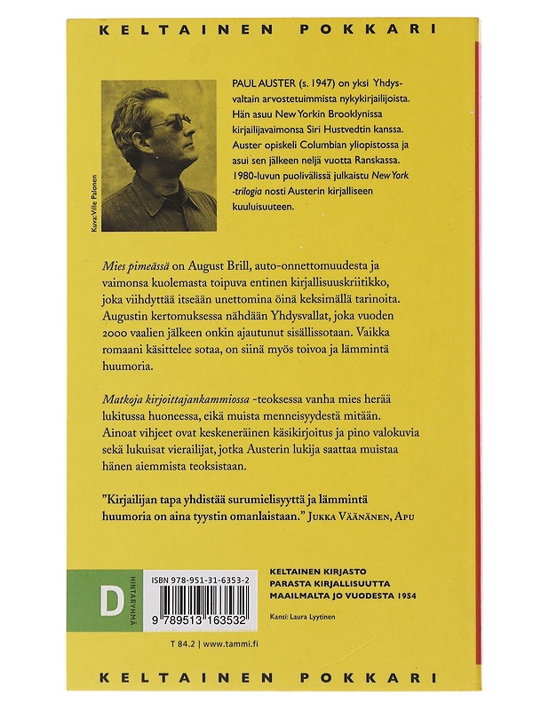 Mies pimeässä ; Matkoja kirjoittajankammiossa - Auster, Paul - Elämäkerrat ja muistelmat - 10105489945 - 1