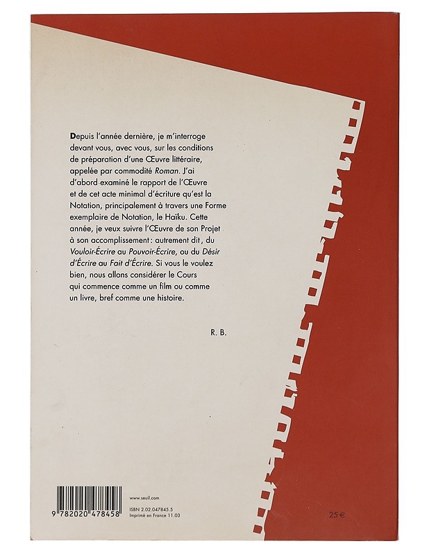 La préparation du roman l et ll : cours et séminaires au Collège de France : (1978-1979 et 1979-1980) - Barthes, Roland - Romaanit ja novellit - 10105489965 - 1