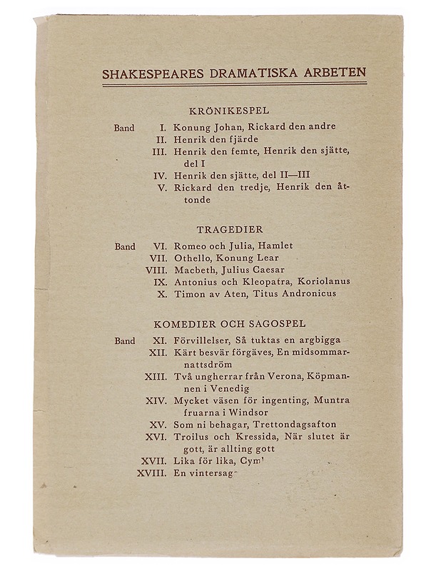 Shakespeares dramatiska arbeten : Krönikespel - Karl August Hagberg  - Runot ja näytelmät - 10105490044 - 1
