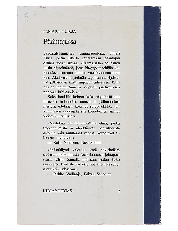 Päämajassa - Ilmari Turja - Runot ja näytelmät - 10105490090 - 1