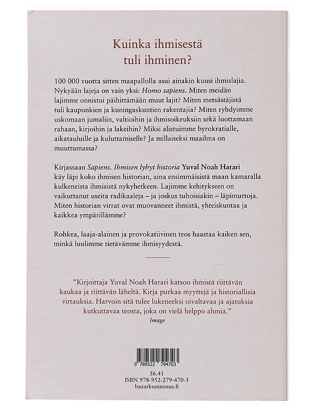 Sapiens : ihmisen lyhyt historia - Harari, Yuval Noah - Historiakirjat - 10105490163 - 1