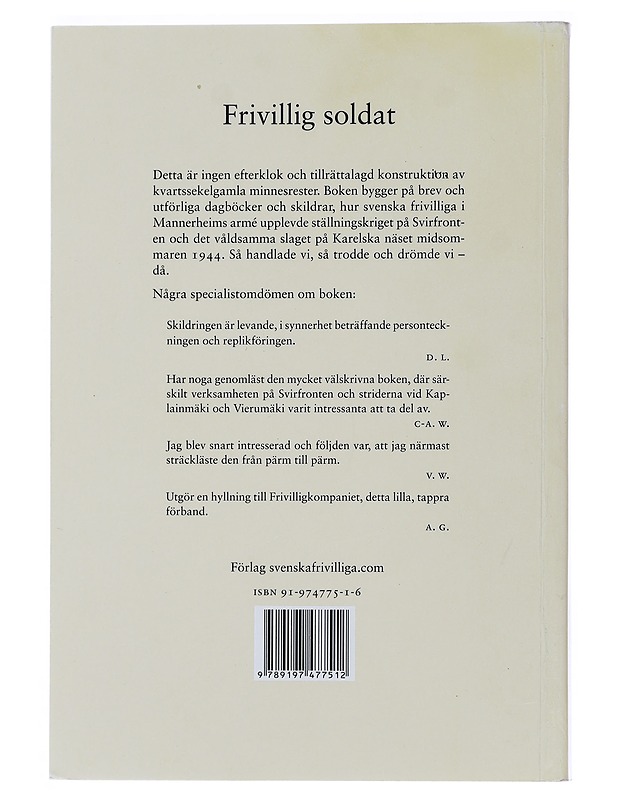 Frivillig soldat - Filip Rytterås - Elämäkerrat ja muistelmat - 10105490306 - 1