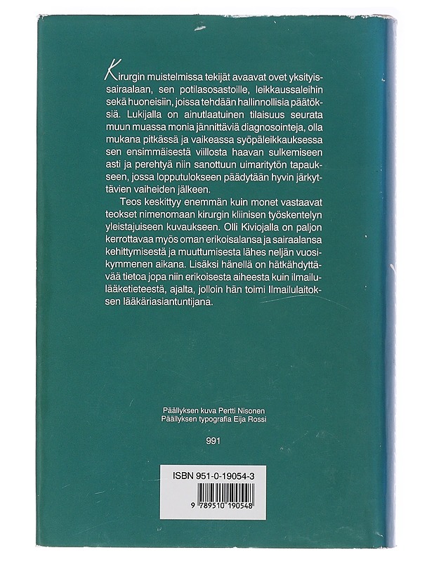 Kirurgin muistelmia - Kivioja, Olli - Elämäkerrat ja muistelmat - 10105491180 - 1