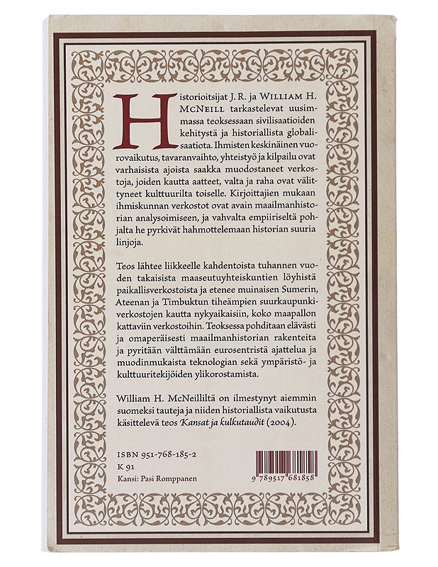 Verkottunut ihmiskunta : yleiskatsaus maailmanhistoriaan - McNeill, J. R. - Historiakirjat - 10105491187 - 1