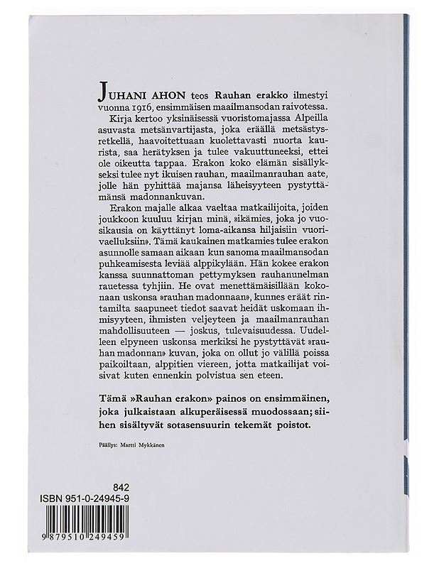 Rauhan erakko - Aho, Juhani - Romaanit ja novellit - 10105491197 - 1