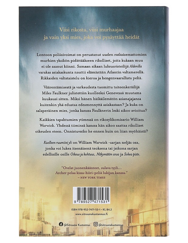 Kuolleen ruumiini yli - Archer, Jeffrey - Jännitys ja dekkarit - 10105491325 - 1