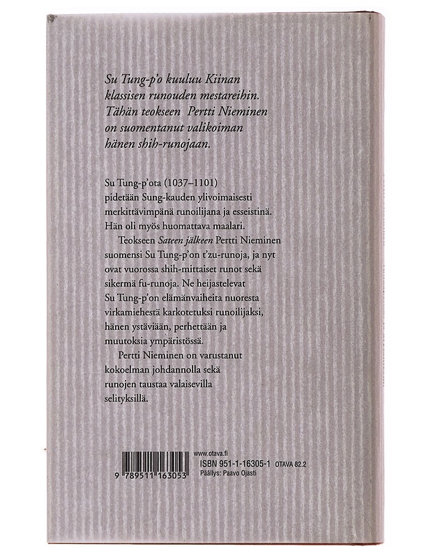 Tuhkapensas ja krysanteemi : Su Tung-p'on runoutta - Su, Tung-p'o - Runot ja näytelmät - 10105491389 - 1
