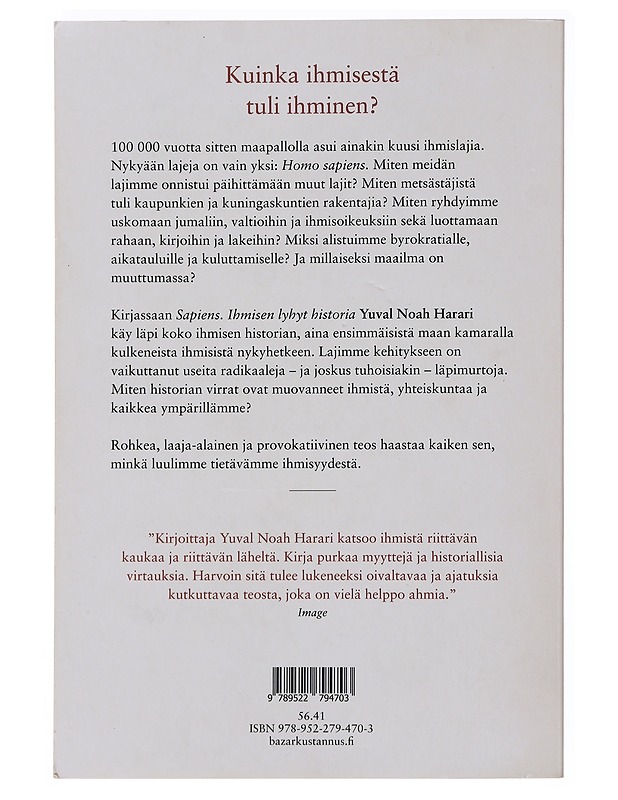 Sapiens : ihmisen lyhyt historia - Harari, Yuval Noah - Historiakirjat - 10105492044 - 1