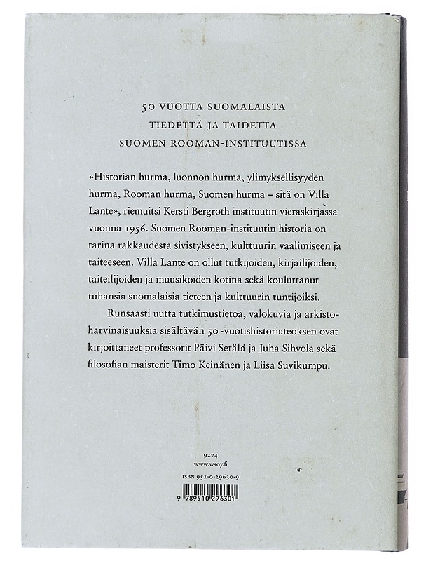 Villa Lante : Suomen Rooman-instituutti 1954-2004 - Setälä, Päivi - Historiakirjat - 10105492196 - 1