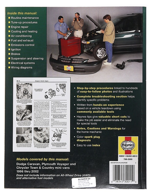 Dodge Caravan Plymouth Voyager & Chrysler Town & Country : Automotive repair manual : 1996 thru 2002 : mini-vans - Le Doux, Alan - Tietokirjat ja oppaat - 10105492428 - 1
