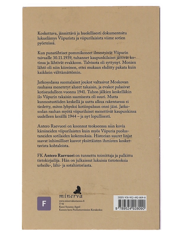 Hyvästi, Viipuri - Antero Raevuori - Elämäkerrat ja muistelmat - 10105492618 - 1