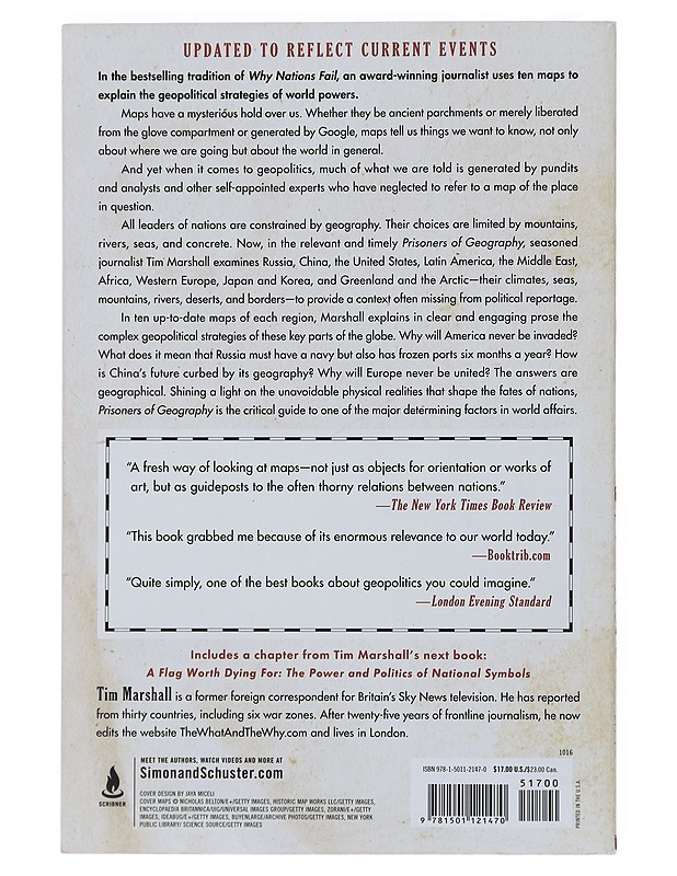 Prisoners of geography : ten maps that explain everything about the world - Tim Marshall - Historiakirjat - 10105492717 - 1