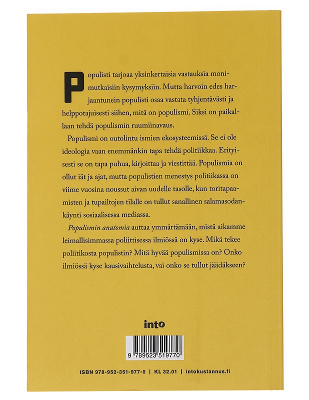 Populismin anatomia - Lahti, Yannick - Tietokirjat ja oppaat - 10105492804 - 1