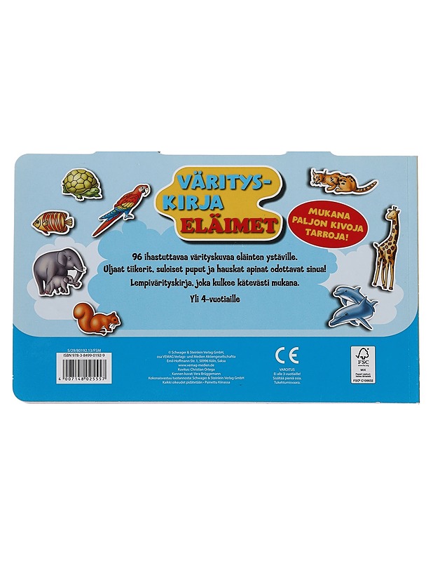 Värityskirja: Eläimet - Ortega, Christian - Lastenkirjat - 10105493218 - 1