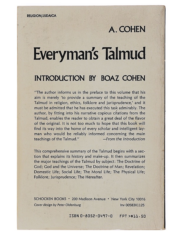 Everyman's Talmud - Cohen, A. - Tietokirjat ja oppaat - 10105493438 - 1