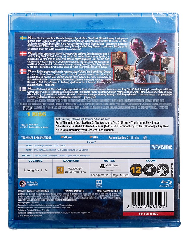 Avengers: Age Of Ultron -Blu-Ray - Blu-ray-levyt - 10105493712 - 1