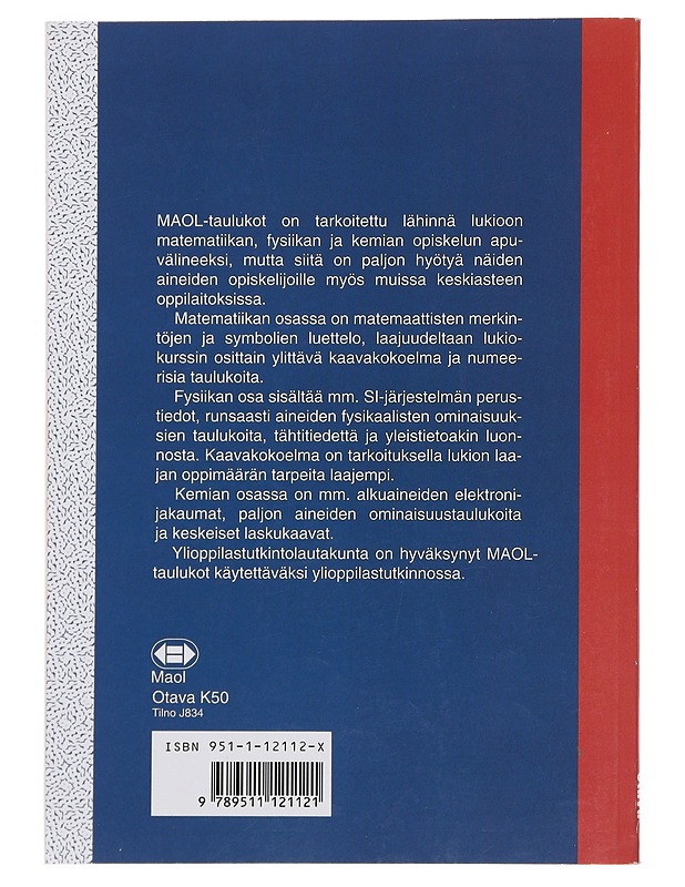 MAOL taulukot  : matematiikka, fysiikka, kemia - Tietokirjat ja oppaat - 10105493837 - 1