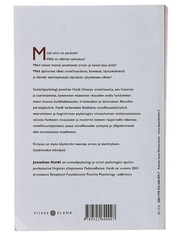 Onnellisuushypoteesi : nykyaikainen näkökulma ajattomaan viisauteen - Haidt, Jonathan - Tietokirjat ja oppaat - 10105494010 - 1