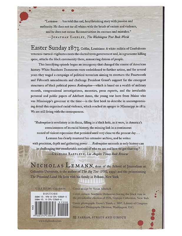 Redemption, The Last Battle of the Civil War - Nicholas , Lemann - Tietokirjat - 10105494474 - 1