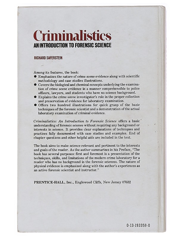 Criminalistics : An Introduction to Forensic Science - Richard Saferstein - Romaanit ja novellit - 10105494530 - 1