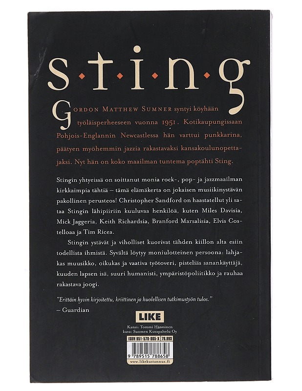 Sting : elämäkerta - Sandford, Christopher - Elämäkerrat ja muistelmat - 10105494648 - 1