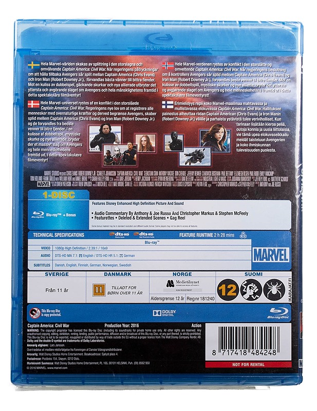 Captain America: Civil war - Blu-Ray - Blu-ray-levyt - 10105495013 - 1