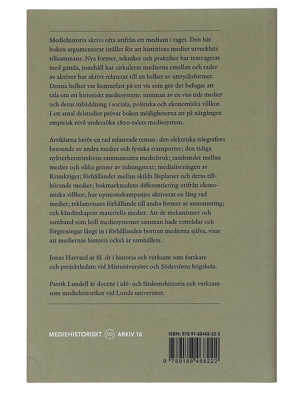 1800-talets mediesystem - Harvard, Jonas ; Lundell, Patrik ; - Tietokirjat - 10105495112 - 1