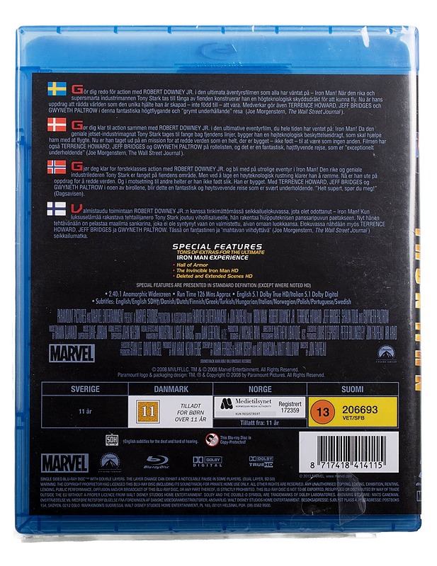 Iron Man - Blu-Ray - Blu-ray-levyt - 10105495316 - 1